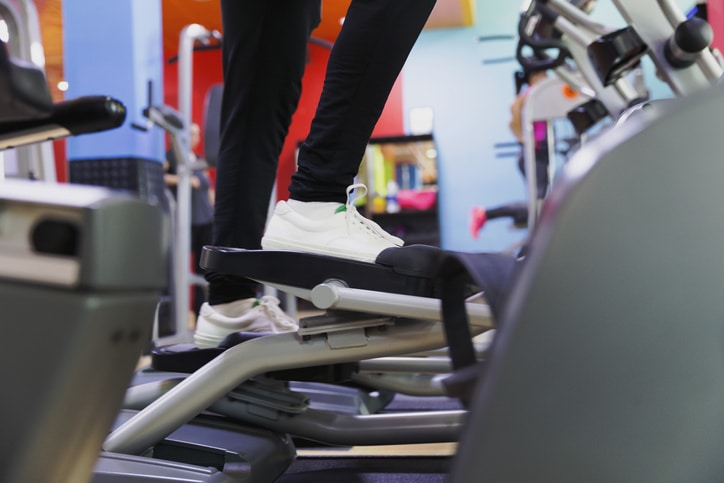 Working out at a fitness center